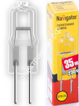 94213  JCD 35Вт 220В G6,35-лампа галогенная капсульная прозрачная D9мм Navigator / 20310 / - картинка 1