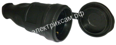 106-0400-0102 Штепсельный разъем с заглушкой 2Р+РЕ, 16А 220-240В, каучук (24шт в уп) / 386502 / - картинка 1