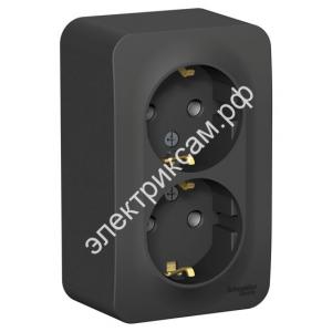 BLNRA010216 розетка О/У двойная с заземл. без штор. изол.пл.16А 250В антрацит BLANCA (8 шт в уп.) / 421827 / - картинка 1