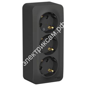 BLNRA010316 розетка О/У 3-я с заземлением без штор. изол.пл.16А 250В антрацит BLANCA (5 шт в уп.) / 421831 / - картинка 1
