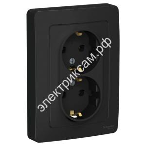 BLNRS001026 розетка С/У двойная с заземлением без шторок 16А 250В антрацит BLANCA (6 шт в уп.) / 421314 / - картинка 1