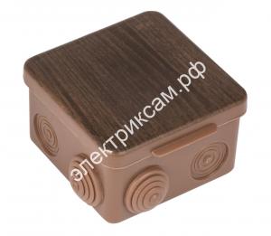 Коробка распаячная КМР-030-031 с крышкой (85х85х50) 7 мембр. вводов тёмн. дер. IP54 EKF / 984290 / - картинка 1