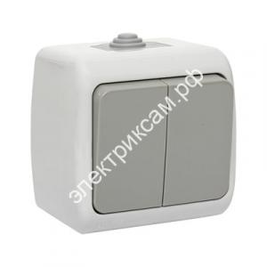 Мурманск Выключатель 2-клавишный 10А IP54 серый EKF / 983427 / - картинка 1