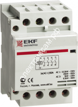 Контактор модульный КМ 20А 4NО (3 мод.) EKF  (1 шт в уп.) / 971305 / - картинка 1