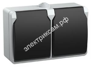 РСб22-3-ФСр Розетка двухместная с з/к для открытой установки IP54  (5 шт в уп.) / 986626 / - картинка 1