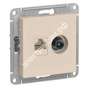 ATN000289 Розетка двойная комп+ТВ RJ45+TV кат.5E механизм бежевый ATLASDESGN (10 шт в уп.) / 3883289 / - картинка 1