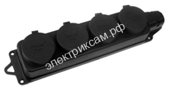 106-0400-0107 Розетка наруж.уст-ки 4-х местная, заглушки, 2Р+РЕ 16А 220-240V, каучук (36шт в уп) / 3865010 / - картинка 1