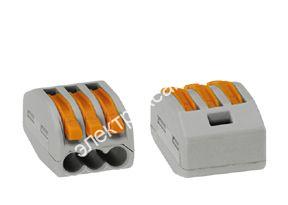 WAGO 222-413 3х(0,08-2,5)мм² 50шт/уп-клеммная колодка многоразовая н/г 400В / 54257 / - картинка 1