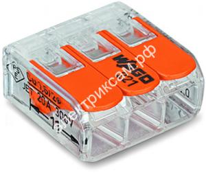 WAGO 221-413 3х(0,14/0.2-4,0)мм² 50шт/уп-клеммная колодка многоразовая н/г 32А 450В / 542570 / - картинка 1
