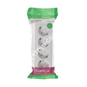 BLNRA011411 розетка О/У 4-я с заземл. со шторками изол.пл.16А 250В белый BLANCA (4 шт в уп.) / 421454 / - картинка 1